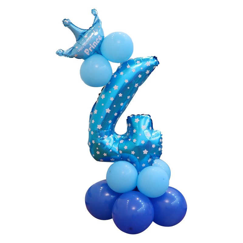 0-9 cumpleaños digital globo columna bebé un mes de edad diseño carretera globo fiesta decoración corona película de aluminio