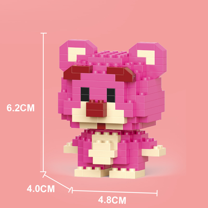 Compatible con LEGO gigante Panda flor azul lindo muñeca de dibujos animados montado bloques construcción juguete para niños puesto caja ciega al por mayor