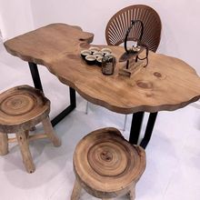 原木大板功夫阳台泡茶台桌椅组合简约现代整板实木茶几桌子高75cm