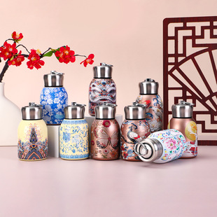 Chinese Style Mini 316 Stainless Steel Chubby Insulated Cup with Pull Tab Convenient Pocket Cup High-Value Gift Cup