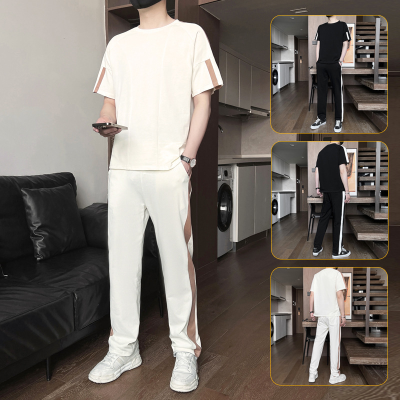 Quality Casual Sports suit Men's Short-sleeved T-shirt Summer Thin Clothes Duffy Handsome Matching Men's Two-piece Suit Quality Casual Sports suit Men's Short-sleeved T-shirt Summer Thin Clothes Duffy Handsome Matching Men's Two-piece Suit