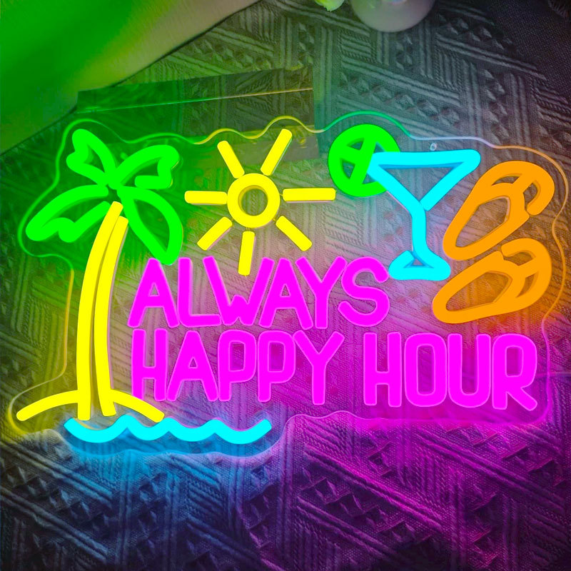 "Happy Times Never Stop" Neon Sign, Dimmable LED Happy Times Neon Light