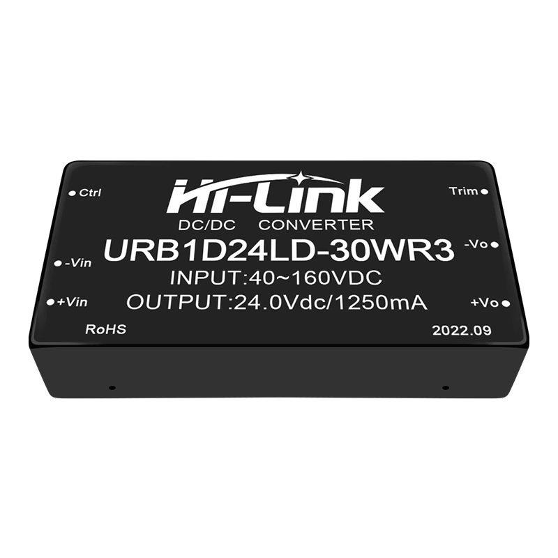 [Модуль источника питания постоянного тока 110V на 24V URB1D24LD-30WR3 с гальванической развязкой, стабилизированный выход, с регулировкой]