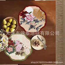 [40X40cm]国风牡丹花硅藻泥餐桌垫茶杯垫花开富贵厨房台面沥水垫