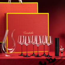 水晶玻璃红酒杯家用红杆高脚杯轻奢葡萄酒杯高档醒酒器礼盒大套装