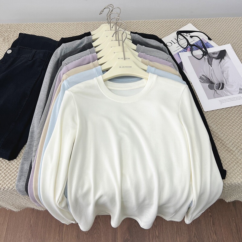 Tencel acetate wool base layer top for women, 2026 autumn/winter new collection, round neck, simple solid color, warm long-sleeve T-shirt Tencel acetate wool base layer top for women, 2026 autumn/winter new collection, round neck, simple solid color, warm long-sleeve T-shirt