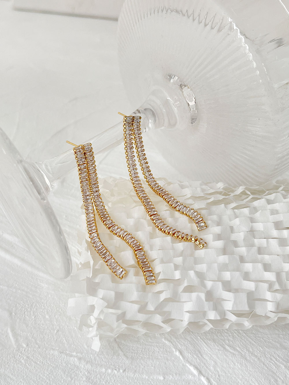 Fashion Tassel Copper Plating Inlay Zircon Drop Earrings 1 Pair