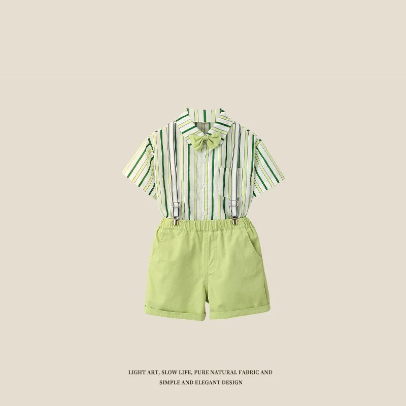 Boys' Suits, Flower Boy Formal Wear, Children's Suits, Summer Stylish Boys' Short-Sleeve British Style Suits, Baby's First Birthday Outfit