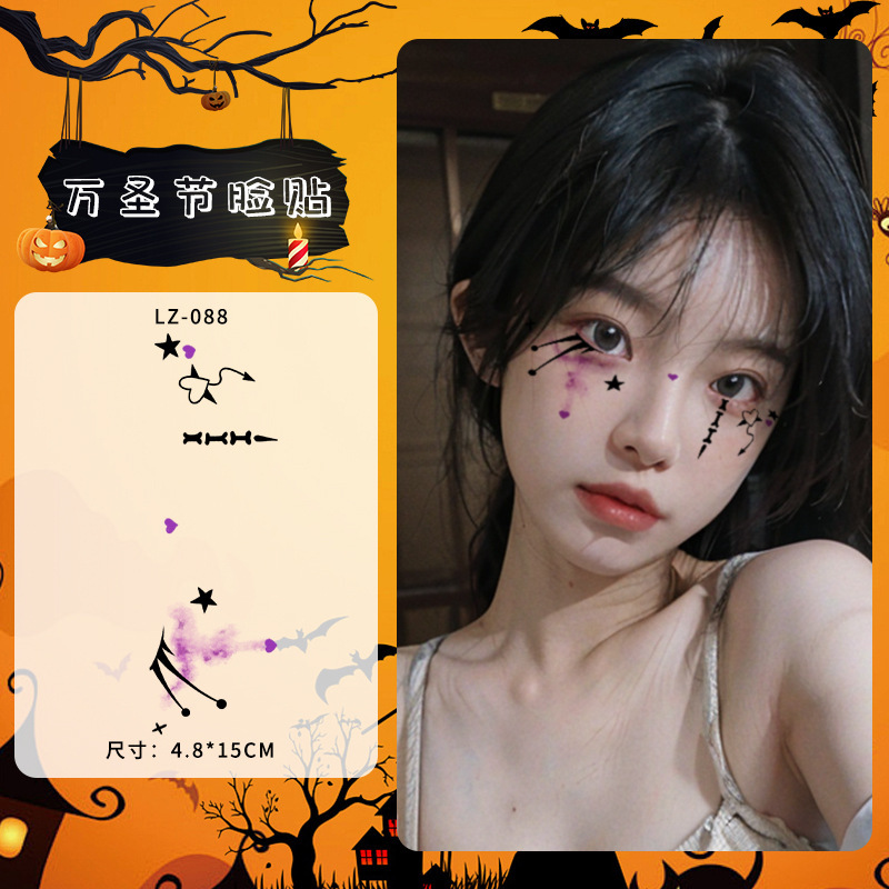 Love Heart Star Face Tattoo Stickers Waterproof Long-Lasting Girl Halloween Cartoon Makeup Cute Performance Girl Face Makeup Love Heart Star Face Tattoo Stickers Waterproof Long-Lasting Girl Halloween Cartoon Makeup Cute Performance Girl Face Makeup