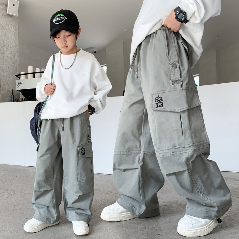 男童休闲长裤春秋儿童宽松裤子男孩2025新款大童工装裤青少年秋装|undefined