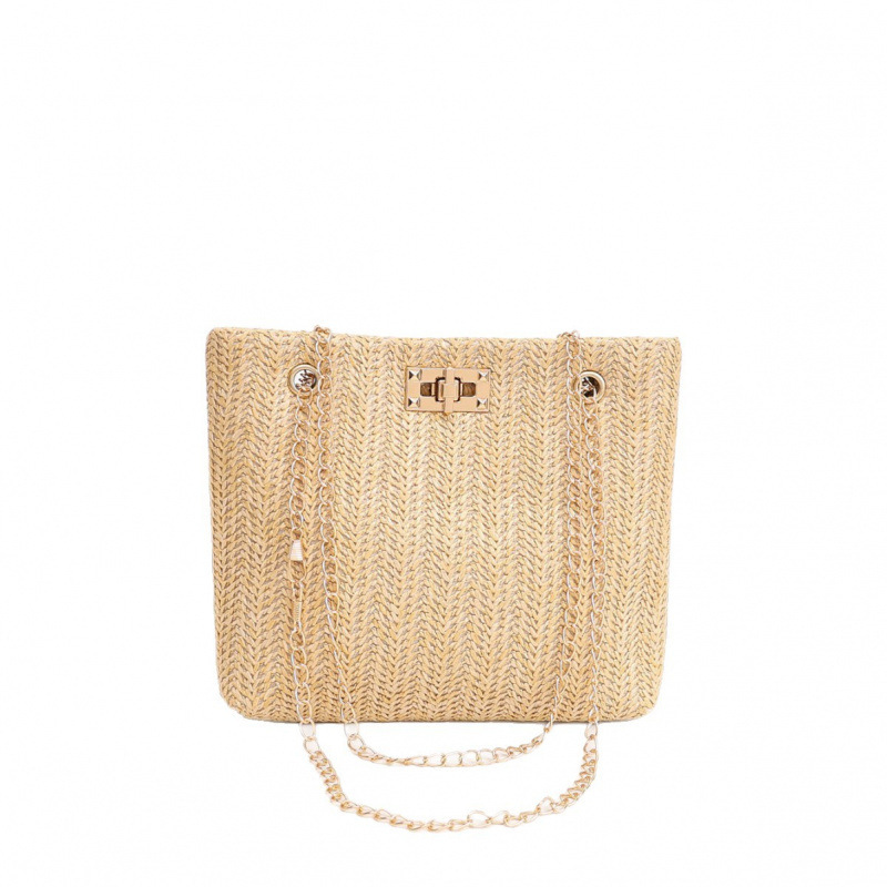 2025 nueva bolsa de paja elegante diseño de cierre dorado adecuado para todos los días y la fiesta versátil bolso de hombro image 5