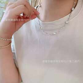 8-9mm海水真多麻巴洛克银蓝炫彩光搭配3-4mmbaby真多麻巴洛克项链