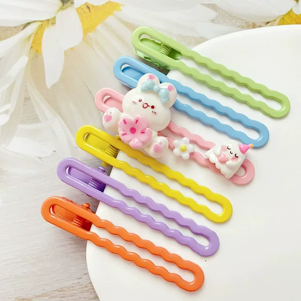 Cross-Border Amazon Glossy Handmade DIY Wave Hair Clips Candy-Colored Duckbill Clips Side Hair Clips Bangs Clips