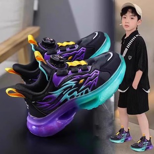 Boys Shoes 2024 New Autumn and Winter Children's sneaker Boys Rotating Buckle Air Cushion Shock Absorbing fleece-lined Two Cotton Shoes