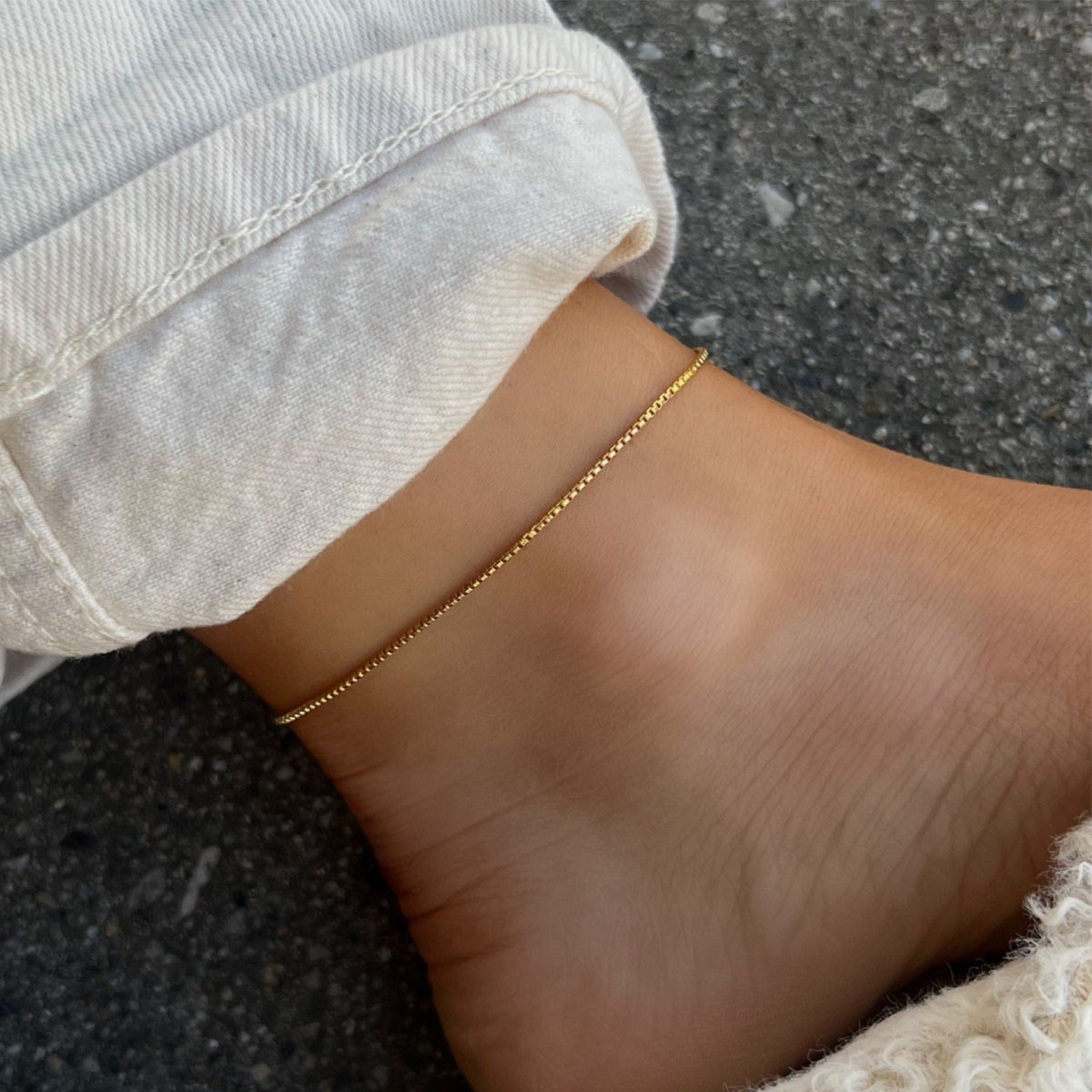 8g Weight Anklet Classification 1 Piece Quantity Holiday, Daily Occasion 316 Stainless Steel Material Solid Color Pattern Women's Gender Plating Design Simple Style Style 1 Piece Simple Style Solid Color 316 Stainless Steel  3mm Twist Anklet 4mm Blade Snake Bone Anklet 2.6mm Mini Clip Anklet Anklet Women's 1