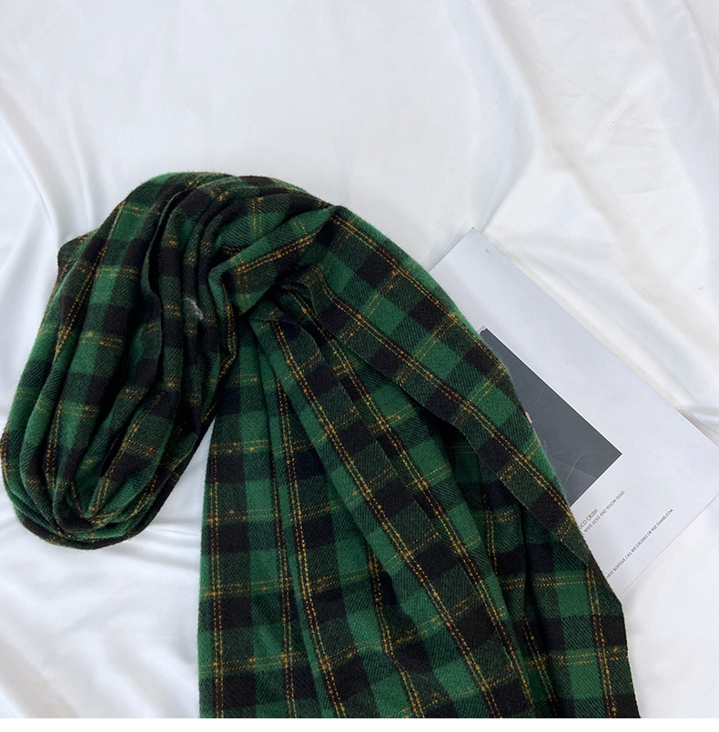 Sciarpa a quadri donna sciarpa con frange calda autunno inverno_voghion.com