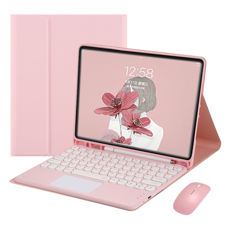 Funda protectora para teclado Bluetooth de 11 generaciones para iPad Funda de cuero para teclado táctil con tapa redonda pro11 magnética de 10,2 pulgadas