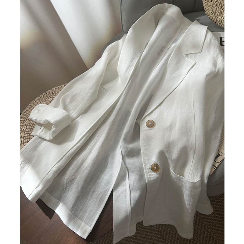 Early Spring New 2025 Korean Style Retro Linen Sunscreen Lightweight Suit Jacket 2025 New Profile Loose Top