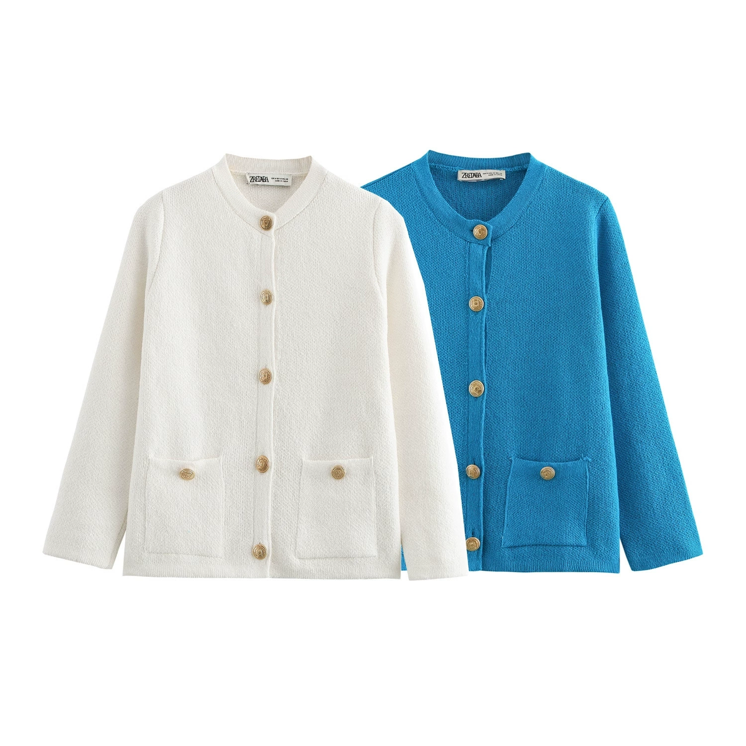 Новый женский трансграничный оптовый европейский и американский стиль новый французский дизайн модный двойной карманный вязаный свитер L1A361