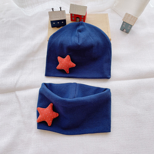 New autumn and winter children's hood, scarf and neck set, two-piece warm infant and toddler hat and neck set