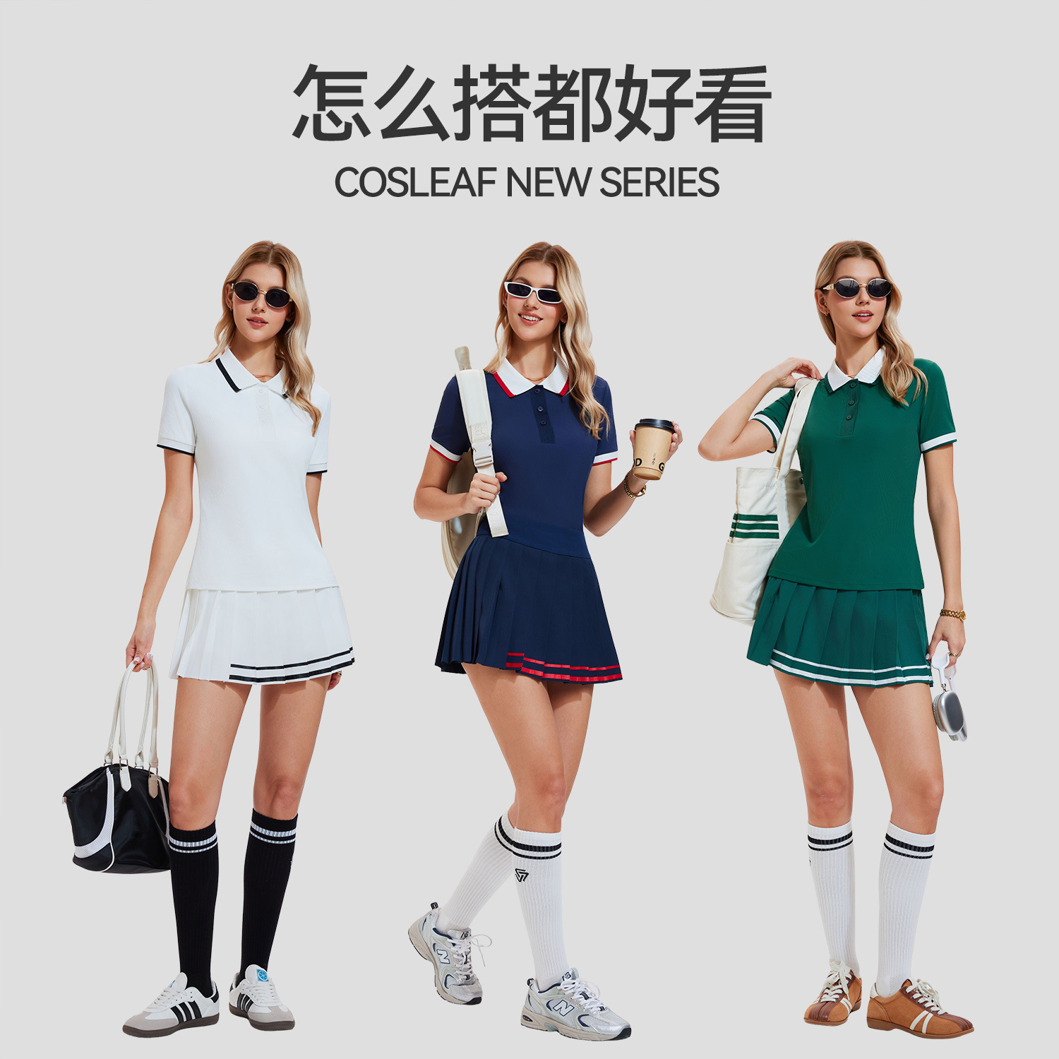 Cross-border nuevo vestido deportivo corto de mujer caminando desnudo acondicionamiento al aire libre bolsillo vestido de tenis de golf