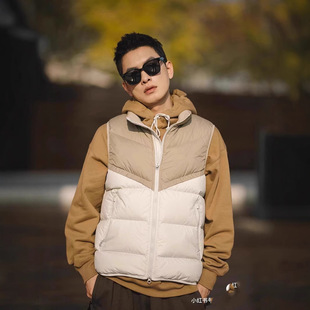 2024 autumn and winter new couple printed small hook stand collar sports leisure cotton-padded jacket vest comfortable warm vest