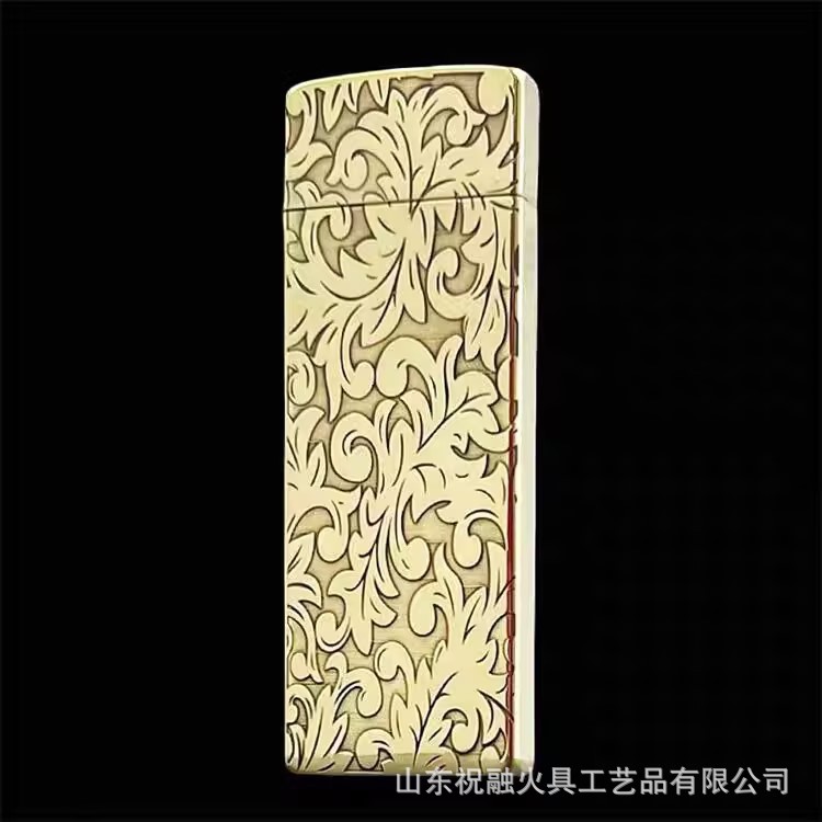 祝融-佐罗735黄铜窄机煤油打火机小巧便携精雕刻图系列批发代发