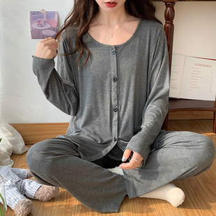 Mustang also pajamas modal confinement clothing spring and summer thin pajamas for pregnant women postpartum breastfeeding home
