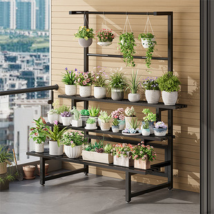 Stainless Steel Flower Rack Storage Rack Balcony Outdoor Courtyard Living Room Floor-standing Multi-meat Rack Stepped Multi-layer Flower Pot Rack