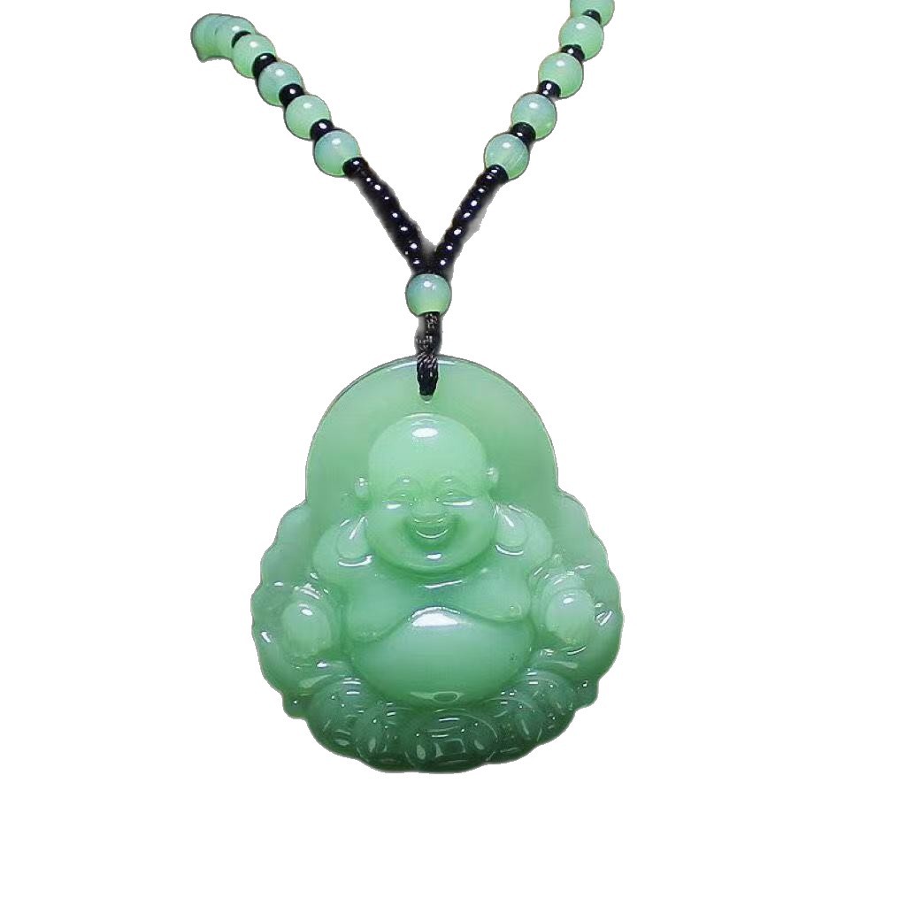 Nuevo jade sonriente ligero budismo guanyin dragón marca festival alto collar suéter cadena colgante lugar escénico joyas regalos