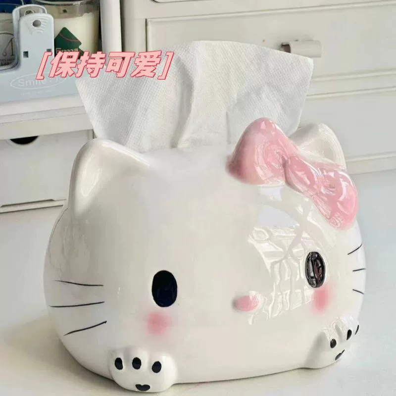 Туалетная коробка для салфеток с изображением Hello Kitty на Xiaohongshu, креативная милая женственная декоративная коробка для салфеток на рабочем столе