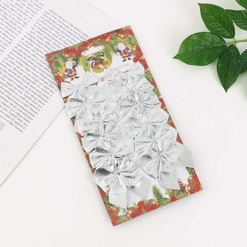 Fabricante de Navidad bowknot 5.5cm12 bowknot rojo oro y plata paño rojo árbol de Navidad decoraciones colgante