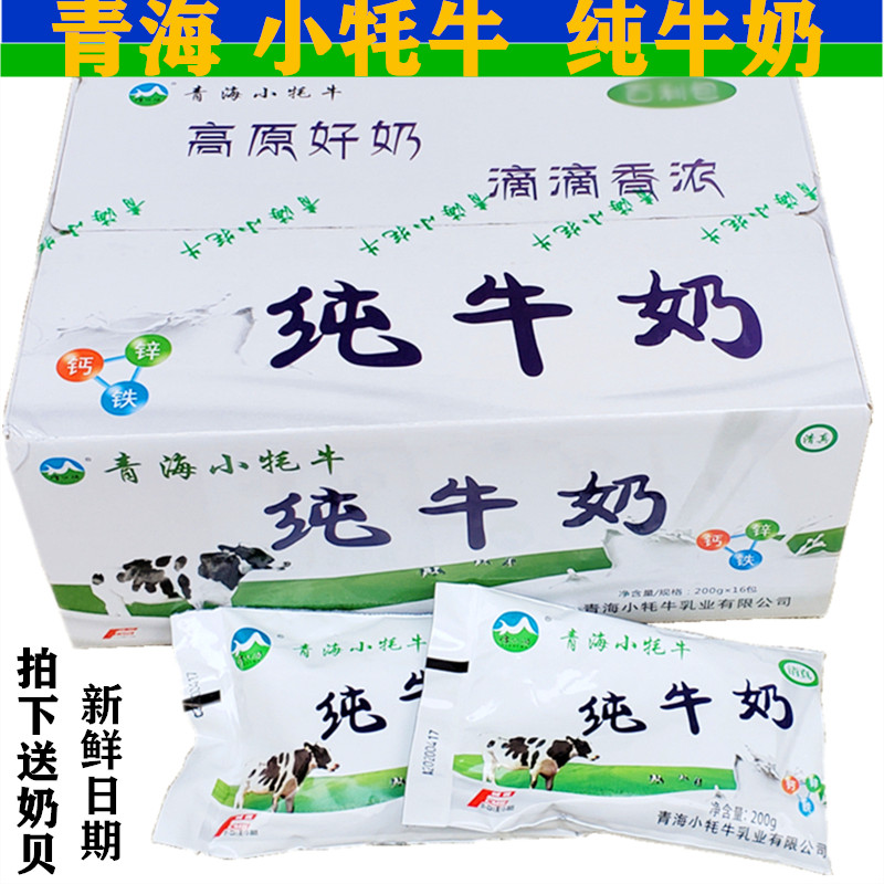 小牦牛纯牛奶青海雪尔玛全脂灭菌乳软包200克/16袋儿童早餐奶清真