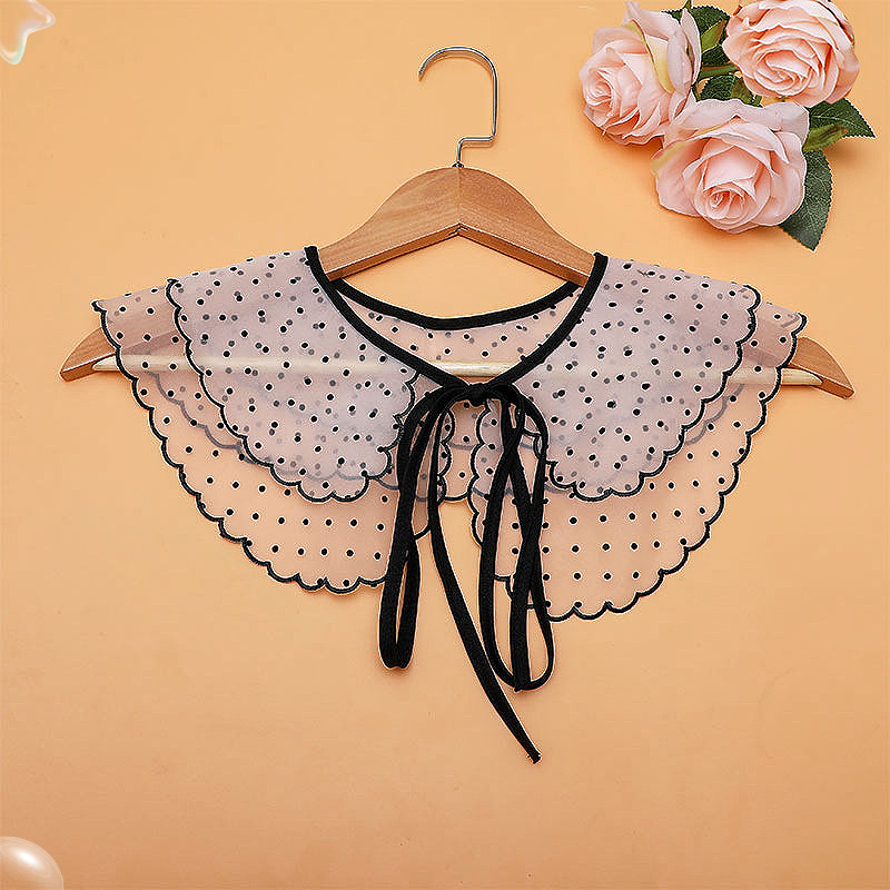 Camisas de encaje de verano cuello falso doble encaje ondulado cuello de muñeca vestido de moda cuello de material de camisa comercial image 1