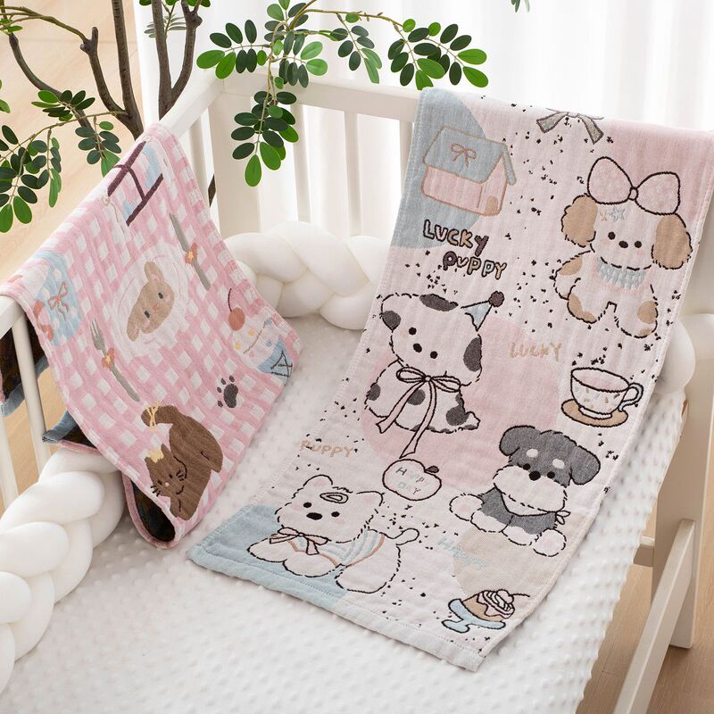 Four-Layer Gauze 34X75 Soft, Water-Absorbent, Lint-Free Cartoon Face Towel for Adults and Couples, Household Face Towel