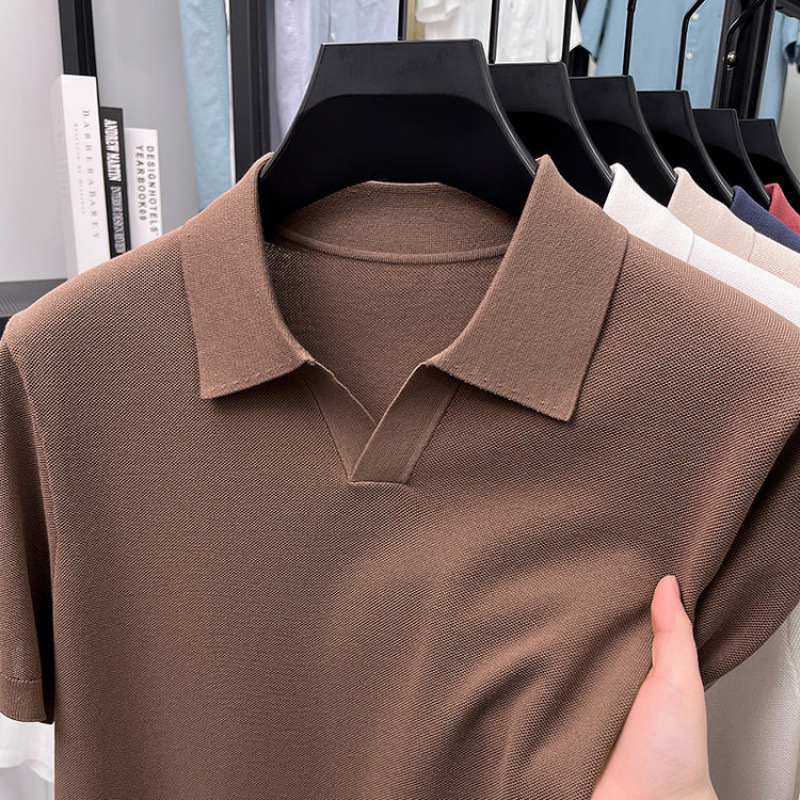 52% 新疆長絨綿 + 48% 日本冷感繊維男性poloシャツ半袖2025夏レジャーポールtシャツ|undefined