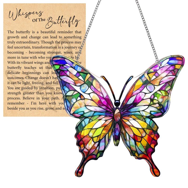 Cross-Border Creative Butterfly Rainbow Light Catcher Window Decoration with Story Cards, Inspirational Christmas Gift for Women Cross-Border Creative Butterfly Rainbow Light Catcher Window Decoration with Story Cards, Inspirational Christmas Gift for Women
