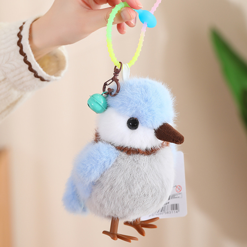Muy bebé simulación pájaro tetas muñeca suave loro lindo llavero colgante campana regalo bolso accesorios