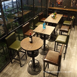 Bar Tables and Chairs, High Tables, Bar Chairs, Wrought Iron High Stools, High Bar Tables, Clear Bar Milk Tea Shop Wall-Mounted Long Bar Tables
