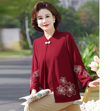 妈妈新款长袖针织衫两件套中老年洋气针织秋装女2025时尚气质上衣