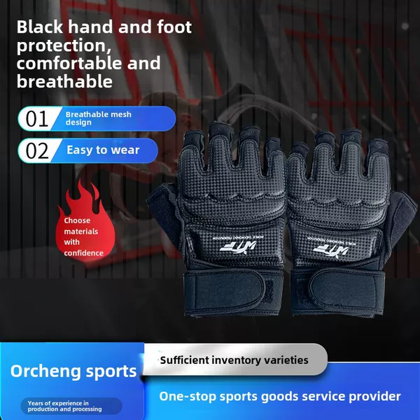 Black Hand Guard Foot Guard Half Finger Boxing Sanda Hand Guard Foot Guard Taekwondo Training Protective Gloves Foot Cover