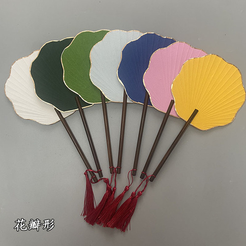 Mini small round fan blank hand-painted diy rice paper fan green fan antique purple bamboo long handle palace fan square cattail fan