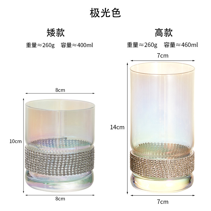 Tazas de cristal de diamante ligero de lujo de alto valor, tazas de vino extranjero, tazas de whisky, tazas de cristal resistentes a altas temperaturas