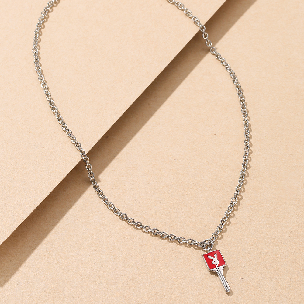 wholesale jewelry cartoon cute rabbit pattern key pendant necklace nihaojewelry