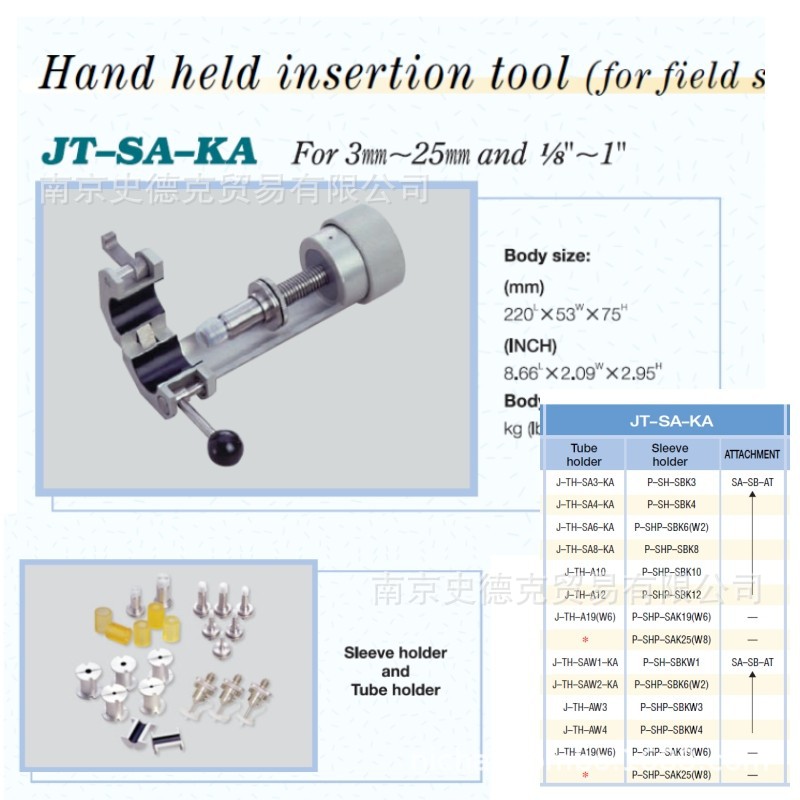 日本皮拉PILLAR PFA管入珠管接头插入工具JTSAKA手持套装现货阿里巴巴
