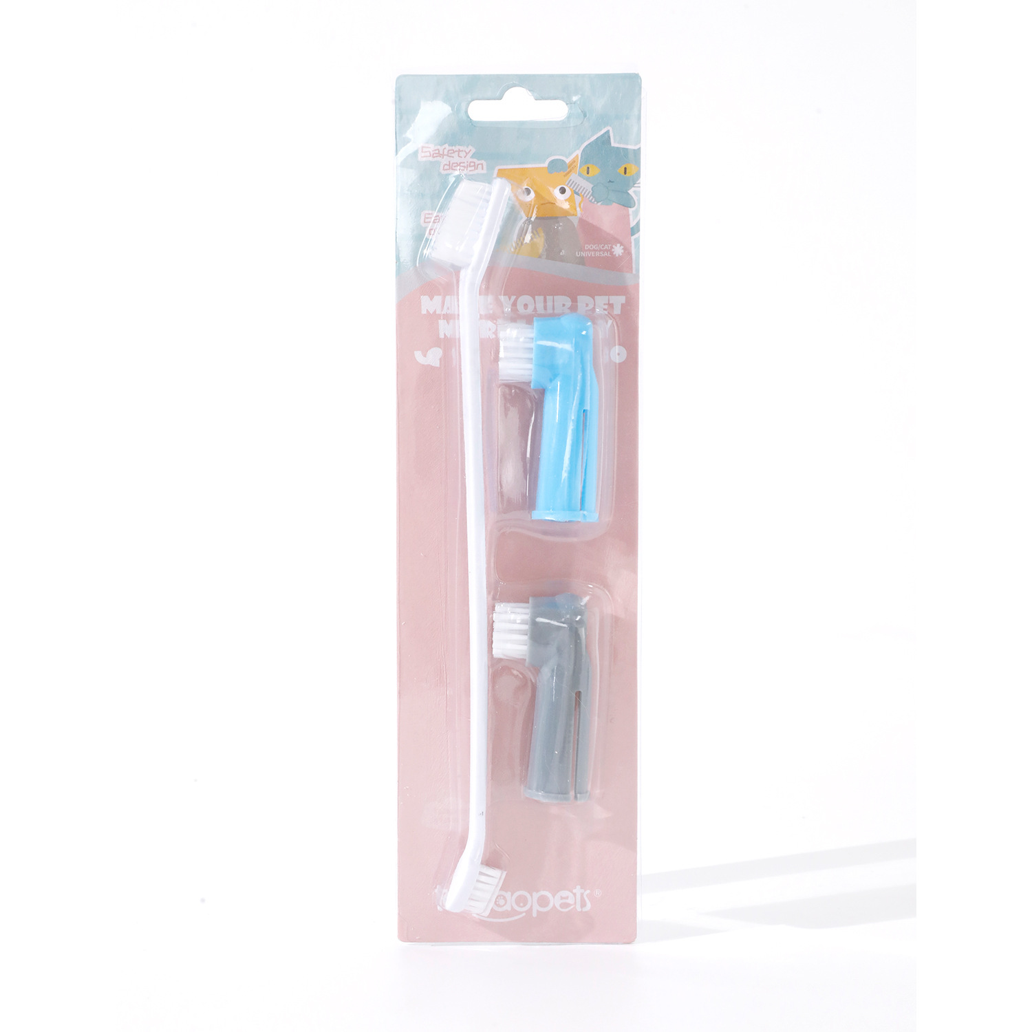 Perro de doble cabeza traje de cepillo de dientes suministros para mascotas gato Limpieza de dientes limpieza fresca PET Finger set cepillo de dientes suministros al por mayor