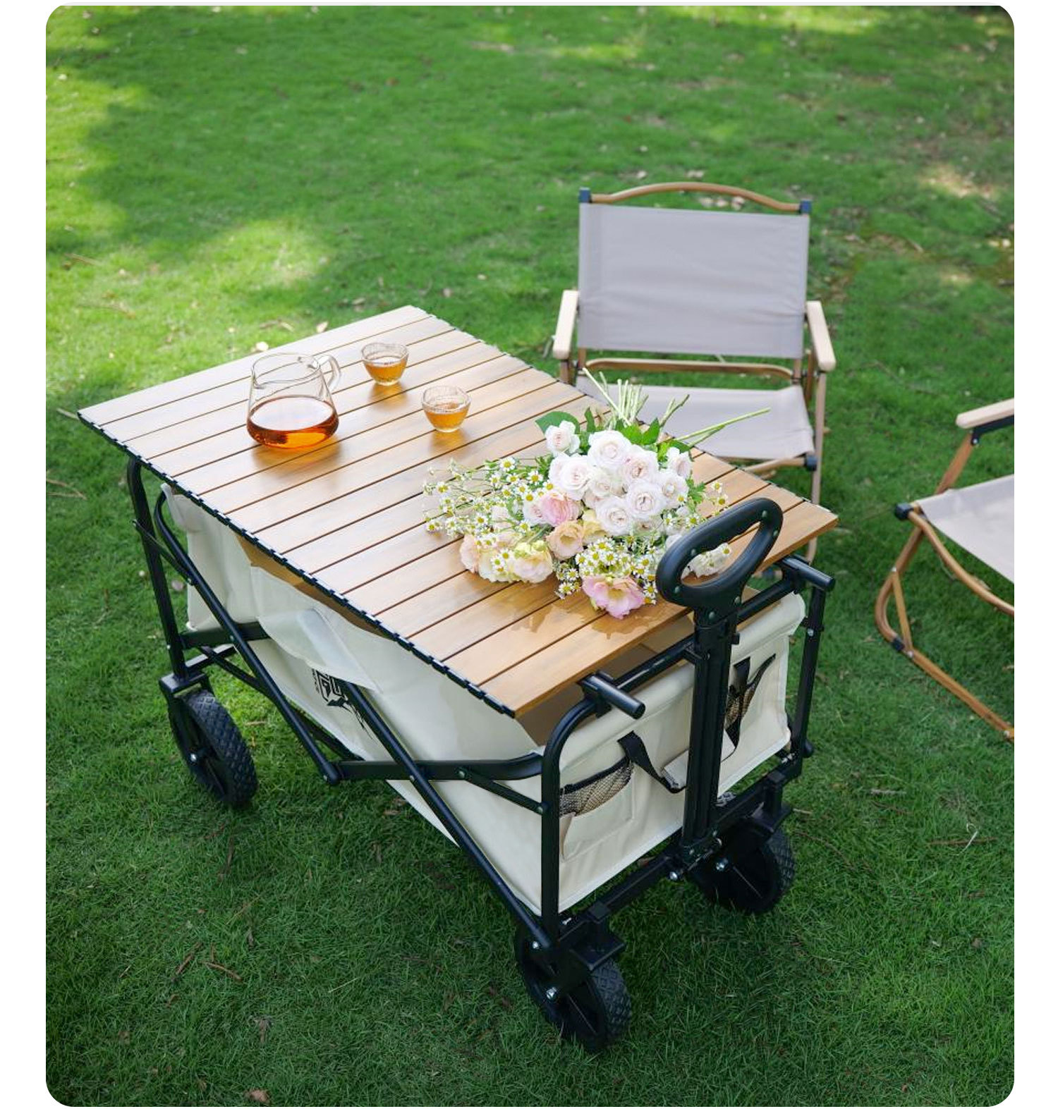 Tablero para acampar al aire libre, carrito de picnic, aleación de aluminio, rollos de pollo, rollo plegable, cubierta portátil, placa, mesa, remolque, carrito_voghion.com