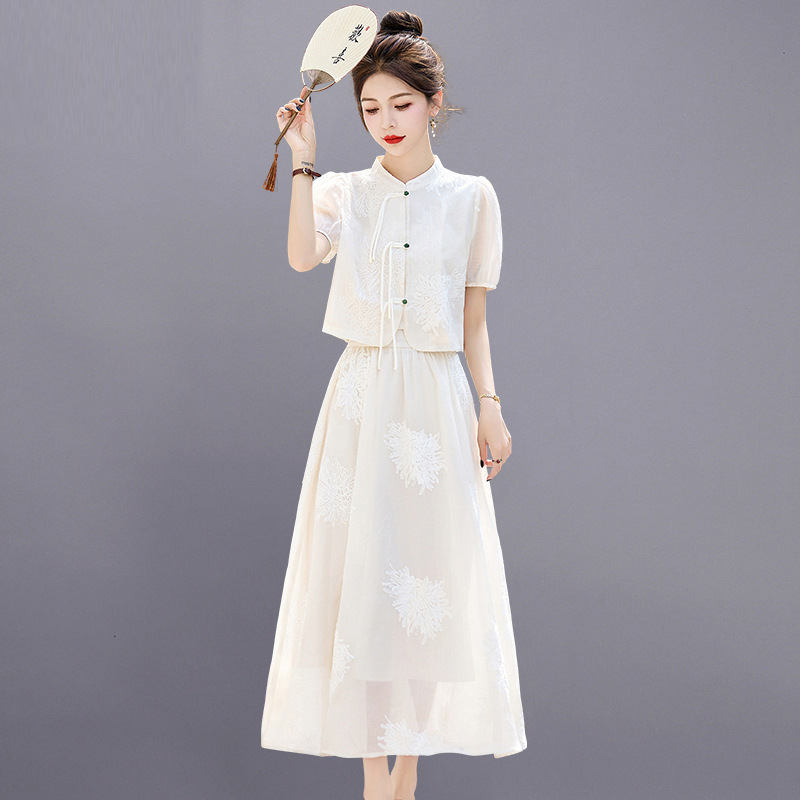 New Chinese-Style Improved Cheongsam National Style Dress Set for Women, Summer 2026 New High-End Elegant Two-Piece Dress Set