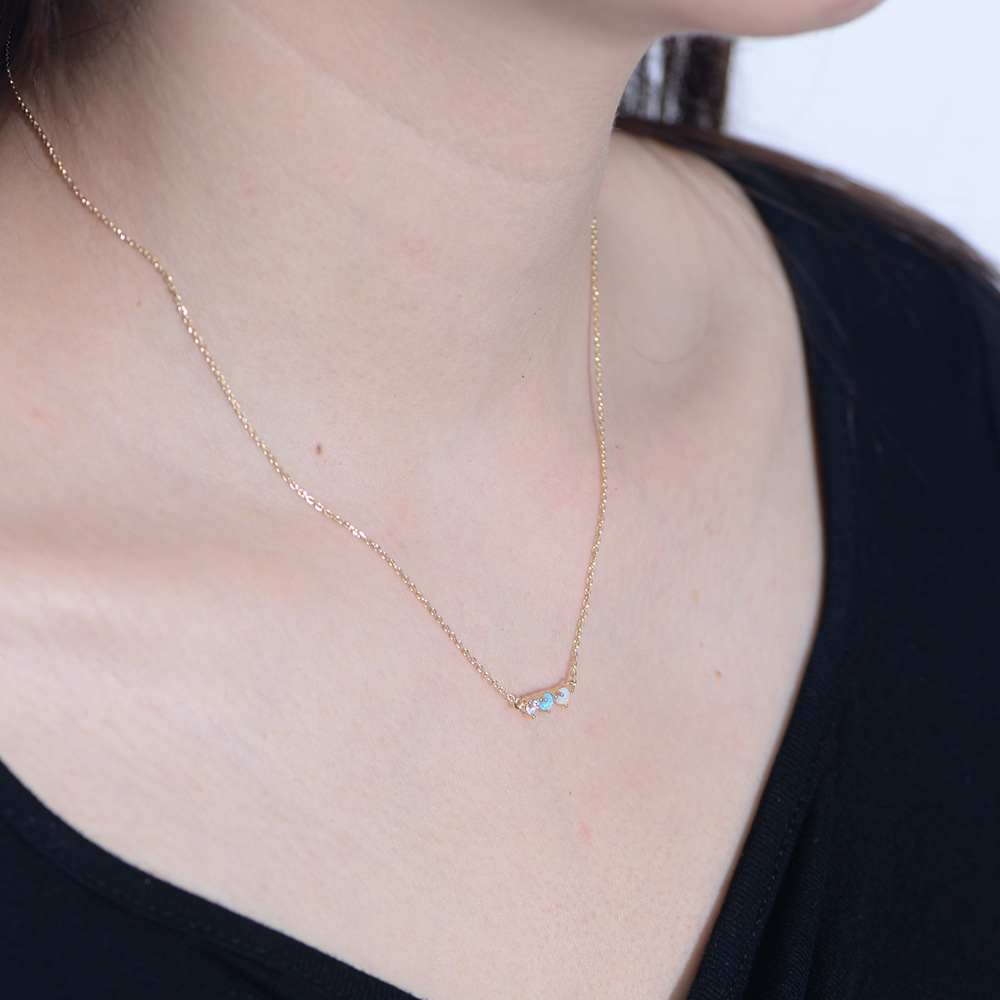 Electroplating Gold Plating Process 925 Sterling Silver Round Opal Necklace