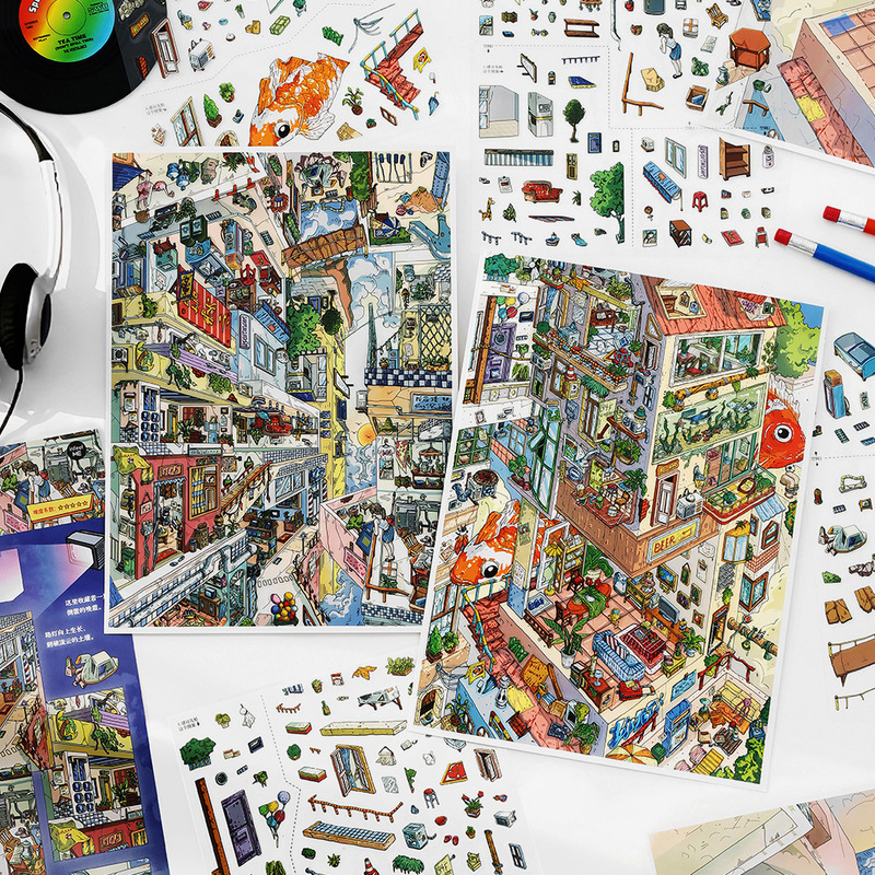 Infeel.Me2.5D Landscape Stickers My Little House Series 20 Creative Puzzle Stress Relief Journal Collage Toy